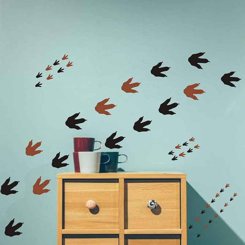 Easma Dinosaur Footprints Wall Decals (56pcs) 4 Size Dinosaur Tracks Decals Dinosaur Decor Baby Nursery Decals Removable Peel and Stick Vinyl Decals for Boy Bedroom Decorations - Image 2